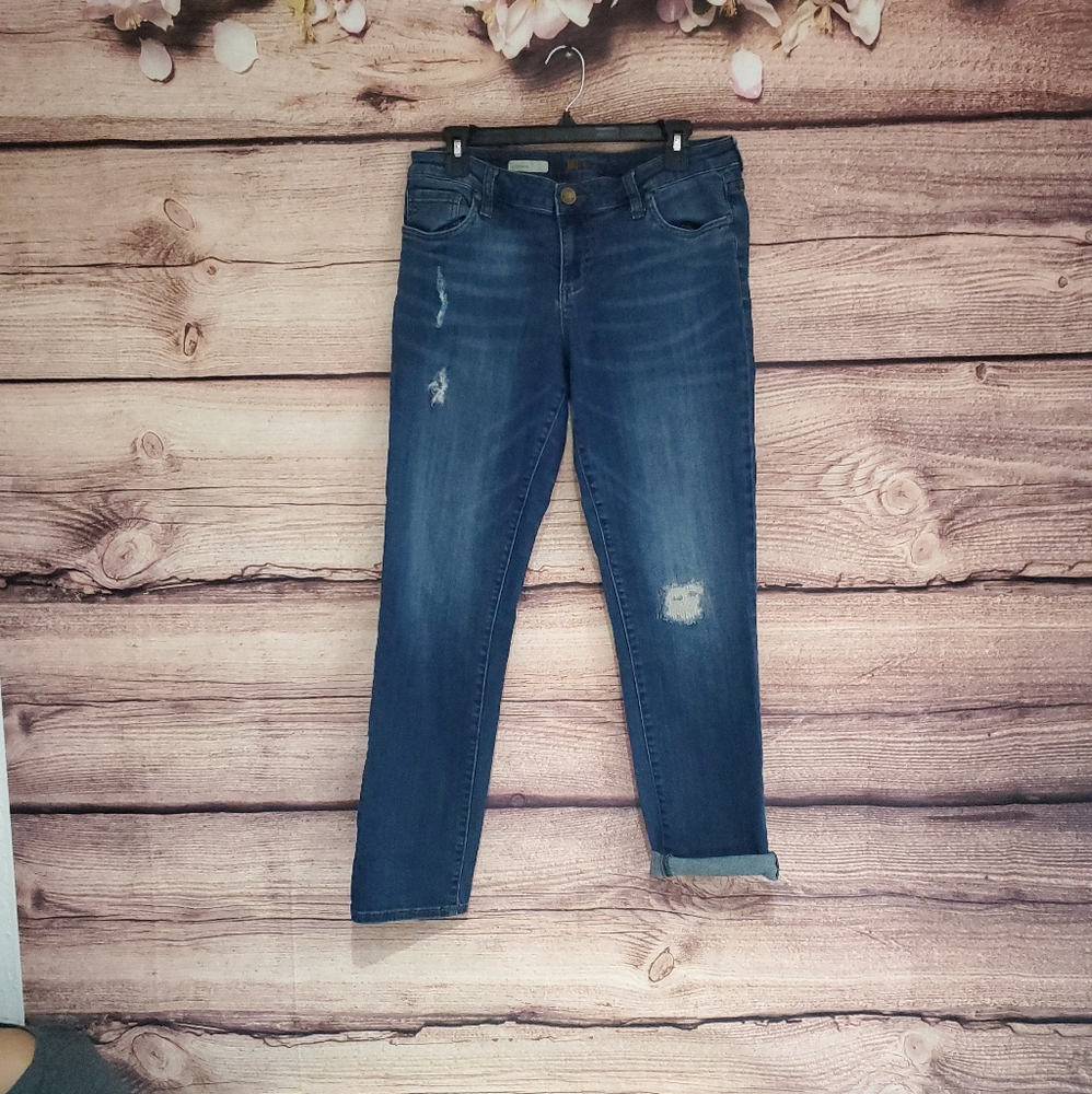 Kut From Kloth Distress Boyfriend Jeans Sz 8